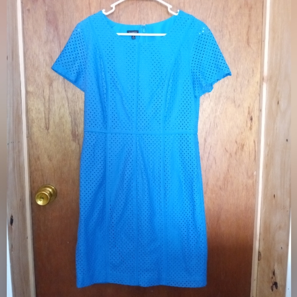 Like New Talbot's Size 8 Light Blue Lined Eyelet  Dress Worn Once!